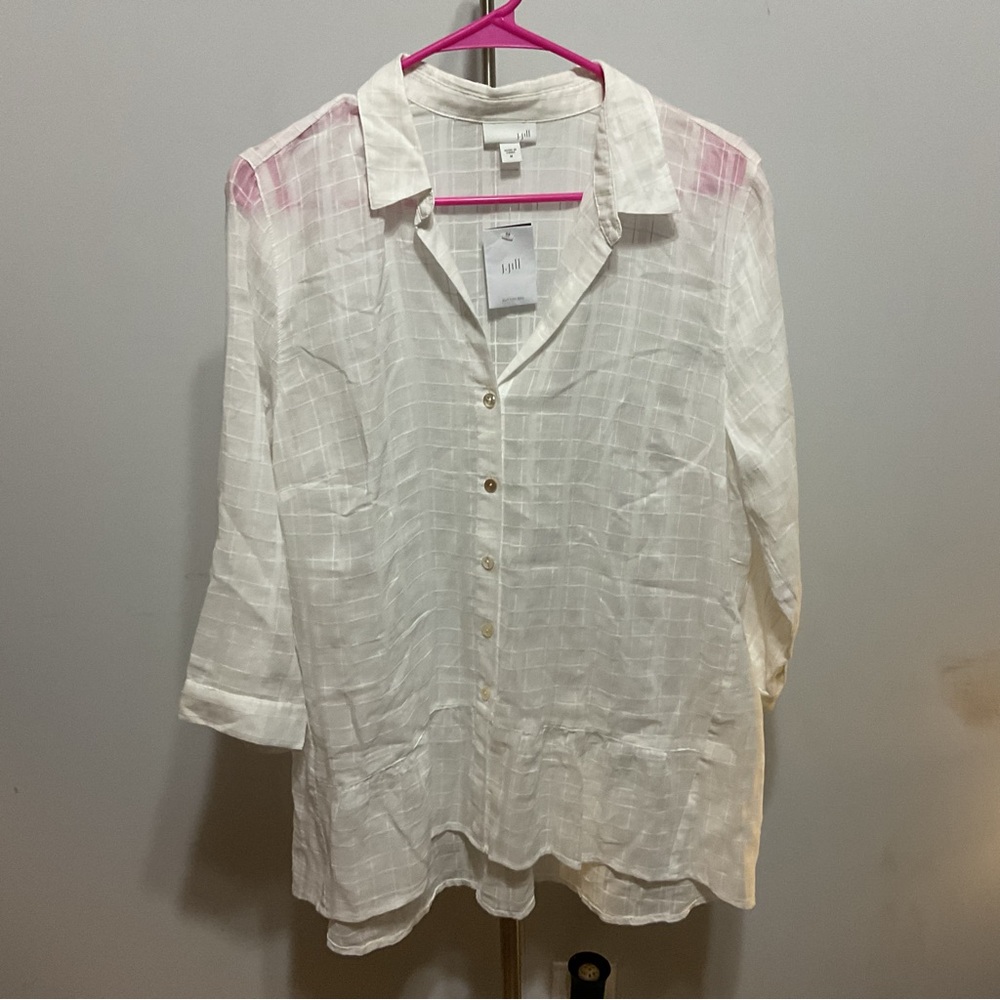 J.Jill White 3/4 Sleeve Blouse Size M NWT - Picture 2 of 10